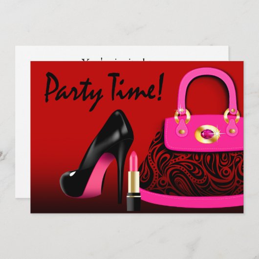 Posh Geldbeutel, hoher Heels und Einladung (Vorne/Hinten)