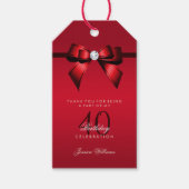 Posh Gem Bow & Ribbon 40. Geburtstag Geschenkanhänger (Vorderseite)