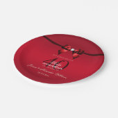 Posh Gem Bow & Ribbon 40. Hochzeitsfeier Pappteller (Schrägansicht)