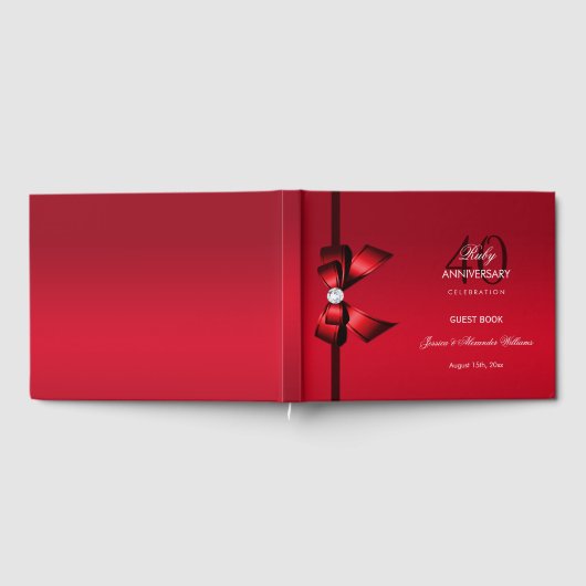 Posh Gem Bow & Ribbon 40 Jahre Hochzeit Gästebuch (Voll)