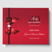 Posh Gem Bow & Ribbon 40 Jahre Hochzeit Gästebuch (Vorderseite)