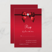 Posh Gem Bow & Ribbon 40 Jahre Hochzeit RSVP Karte (Vorne/Hinten)