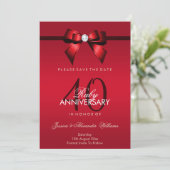 Posh Gem Bow & Ribbon 40 Jahre Hochzeit Save The Date (Stehend Vorderseite)