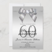 Posh Gem Bow & Ribbon 60. Hochzeitstag Einladung (Vorderseite)