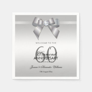 Posh Gem Bow & Ribbon 60. Hochzeitstag Serviette