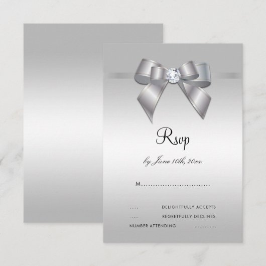 Posh Gem Bow & Ribbon 60. Wedding RSVP (Vorne/Hinten)