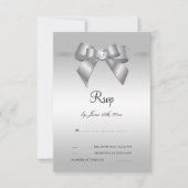 Posh Gem Bow & Ribbon 60. Wedding RSVP Karte (Vorderseite)