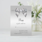 Posh Gem Bow & Ribbon 60. Wedding RSVP Karte (Stehend Vorderseite)