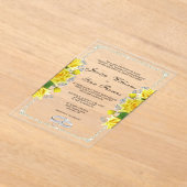 Posh Gerahmt, Diamant Rings & Yellow Roses Wedding Acryleinladungen (Ablage )