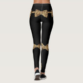 Posh Girls - Black & Gold Bow Krawatte Leggings (Rückseite)