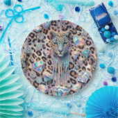 Posh Glam Opal Leopard Print Paper Plates Pappteller (Party)