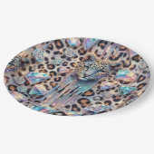 Posh Glam Opal Leopard Print Paper Plates Pappteller (Schrägansicht)