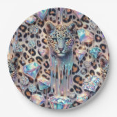 Posh Glam Opal Leopard Print Paper Plates Pappteller (Vorderseite)