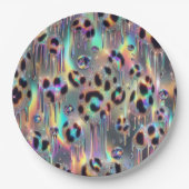 Posh Glam Opal Leopard Print Paper Plates Pappteller (Vorderseite)