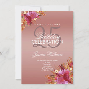 Posh Glitzer Watercolor Blume Rose Gold Geburtstag Einladung
