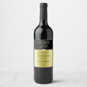 Posh Gold & Black Elegant Diamonds 40. Geburtstag Weinetikett (Vorderseite)