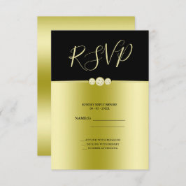 Posh Gold & Black Elegante Diamanten Geburtstag RSVP Karte