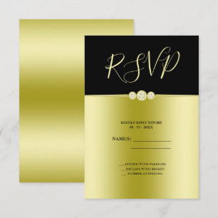 Posh Gold & Black Elegante Diamanten Geburtstag RSVP Karte