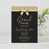 Posh Gold Jewel Bow Grand Opening Einladung (Stehend Vorderseite)