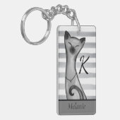 Posh hochnäsige Katzen-gestreiftes Schlüsselanhänger (Vorderseite links)