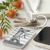 Posh hochnäsige Katzen-gestreiftes Schlüsselanhänger (Vorderseite rechts)