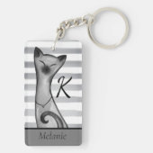 Posh hochnäsige Katzen-gestreiftes Schlüsselanhänger (Rückseite)