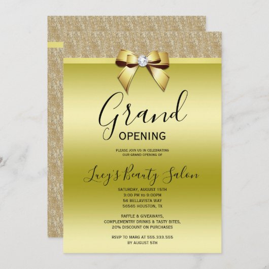 Posh Jewel Bow Grand Opening Einladung (Vorne/Hinten)