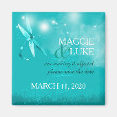 Posh Libelle aquamarines Wedding Save the Date Magnet (Vorne)