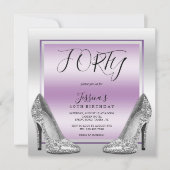 Posh Lilac & Silver Stilettos 40. Geburtstag Einladung (Vorderseite)