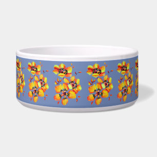 Posh Luxuriöse Elegante Sparaxis Blume Blau Grau Napf