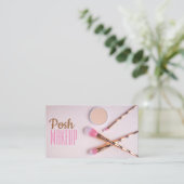 Posh Make up Gold/Pink Brushs Business Card Visitenkarte (Stehend Vorderseite)