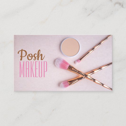 Posh Make up Gold/Pink Brushs Business Card Visitenkarte (Vorderseite)