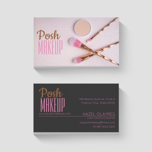 Posh Make up Gold/Pink Brushs Business Card Visitenkarte