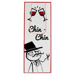 Posh Man mit Top Hat Wein Toast Chin Chin Chin Geschenktüte Für Weinflaschen