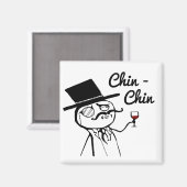 Posh Man mit Top Hat Wein Toast Chin Chin Chin Magnet (Vorderseite/Rückseite)