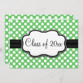 Posh Mint Green Polka Dot Abschluss Einladung (Vorne/Hinten)