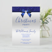 Posh Navy Blue Jewel Bow Weihnachtsgebäck Party Einladung (Stehend Vorderseite)