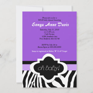 Posh "Oh Baby" Zebra Stripe 12x18 Baby Shower Einl Einladung