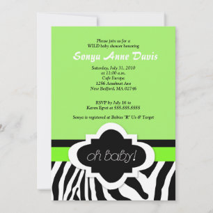 Posh "Oh Baby" Zebra Stripe 12x18 Baby Shower Einl Einladung