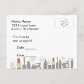 Posh Party Beauty Fashion Makeup & Facial Einladungspostkarte (Rückseite)