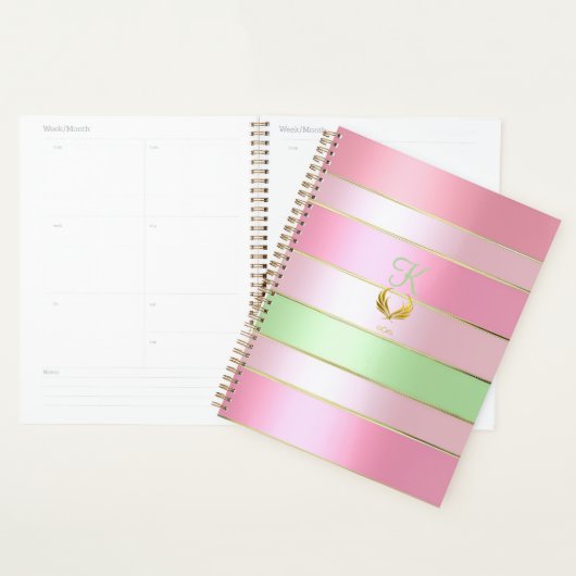 Posh Pastel Pink and Green Striped Planer (Anzeige)