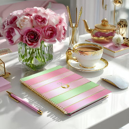 Posh Pastel Pink and Green Striped Planer
