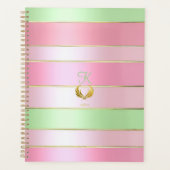 Posh Pastel Pink and Green Striped Planer (Vorderseite)