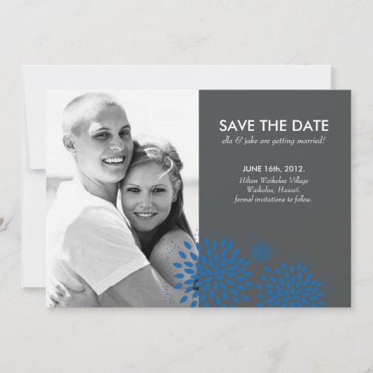 Posh Petals | Himmelblau | Save The Date Einladung (Vorderseite)