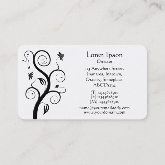 Posh Pflanze - Schwarz auf Weiß Visitenkarte (Rückseite)