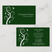 Posh Pflanze - Weiß auf Dunkelgrün 003300 Visitenkarte (Vorne/Hinten)