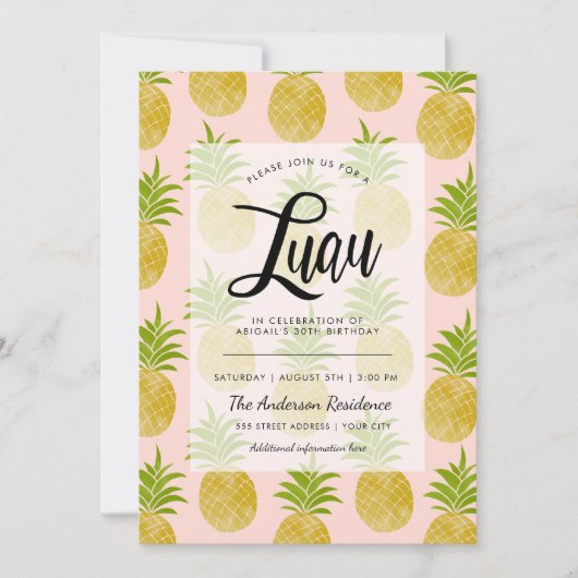 Posh Pineapine Luau Einladung (Vorderseite)