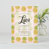 Posh Pineapine Luau Einladung (Stehend Vorderseite)