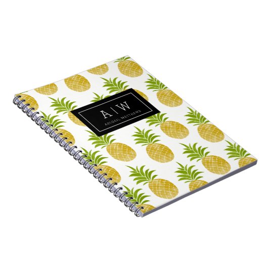 Posh Pineappel Mit Monogramm-Notebook Notizblock (Rechte Seite)
