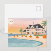 Posh Pink Beach House zu Halloween - Postkarte (Vorne/Hinten)